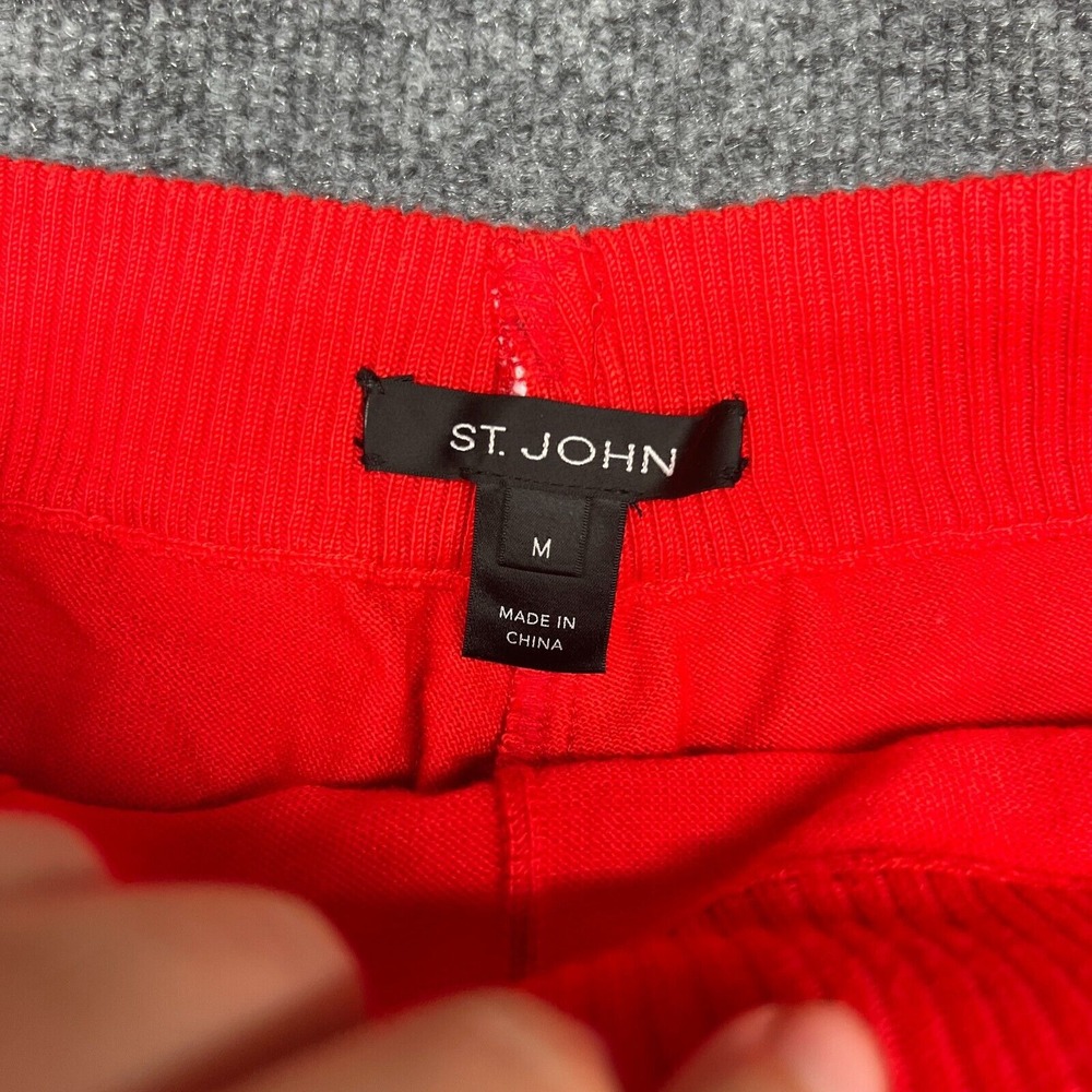 Vtg St John Sport Knit‎ Pants Women Medium Red Pull On Track Lounge - Picture 2 of 10